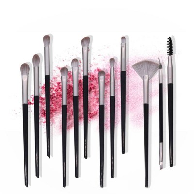 Portable Synthetic Hair Wood Handle 12pcs Eye Makeup Brush 2021